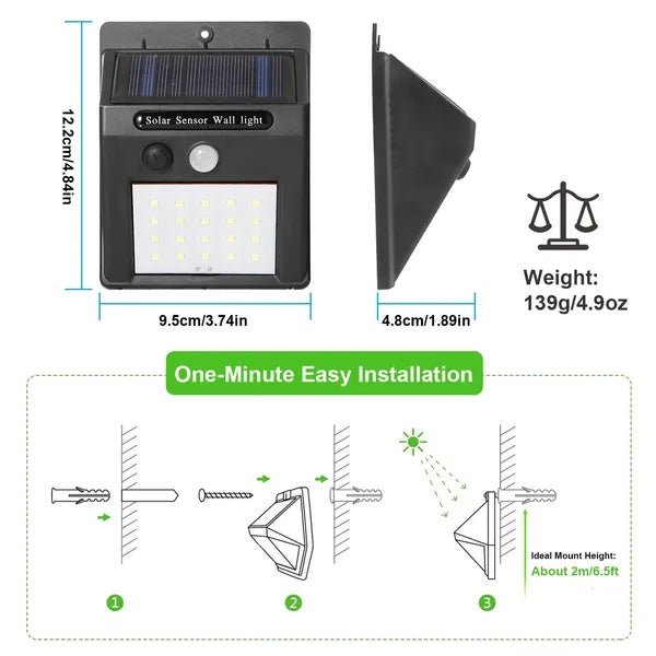 Homniva 20 - LED Solar Motion Sensor Security Light - Homniva
