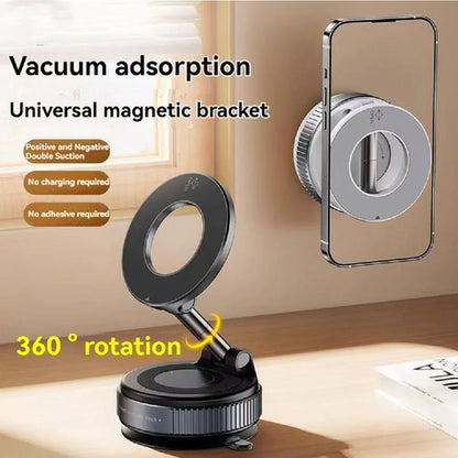 Homniva magnetic car phone holder with 360-degree rotation and vacuum suction base on dashboard