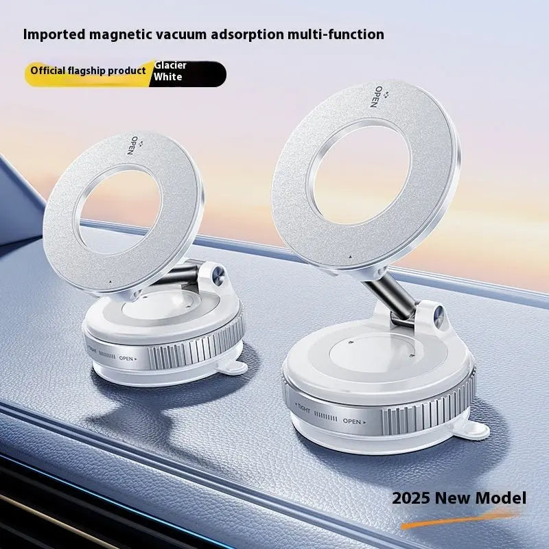 Homniva magnetic car phone holder Glacier White colour variants with ring mount on car dashboard